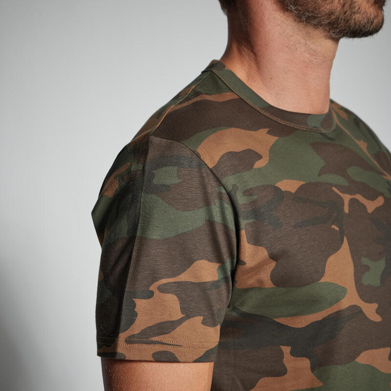 T-Shirt 100 Woodland strapazierfähig Camouflage grün 