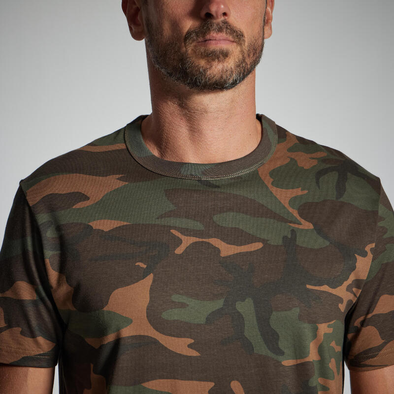 Koszulka outdoor z krótkim rękawem Solognac 100 camo woodland