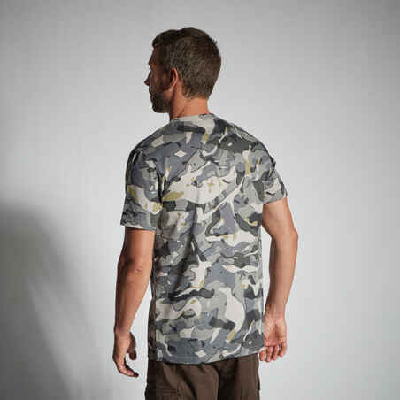 Vyriški trumparankoviai marškinėliai „100“, pilkas miško kamufliažas