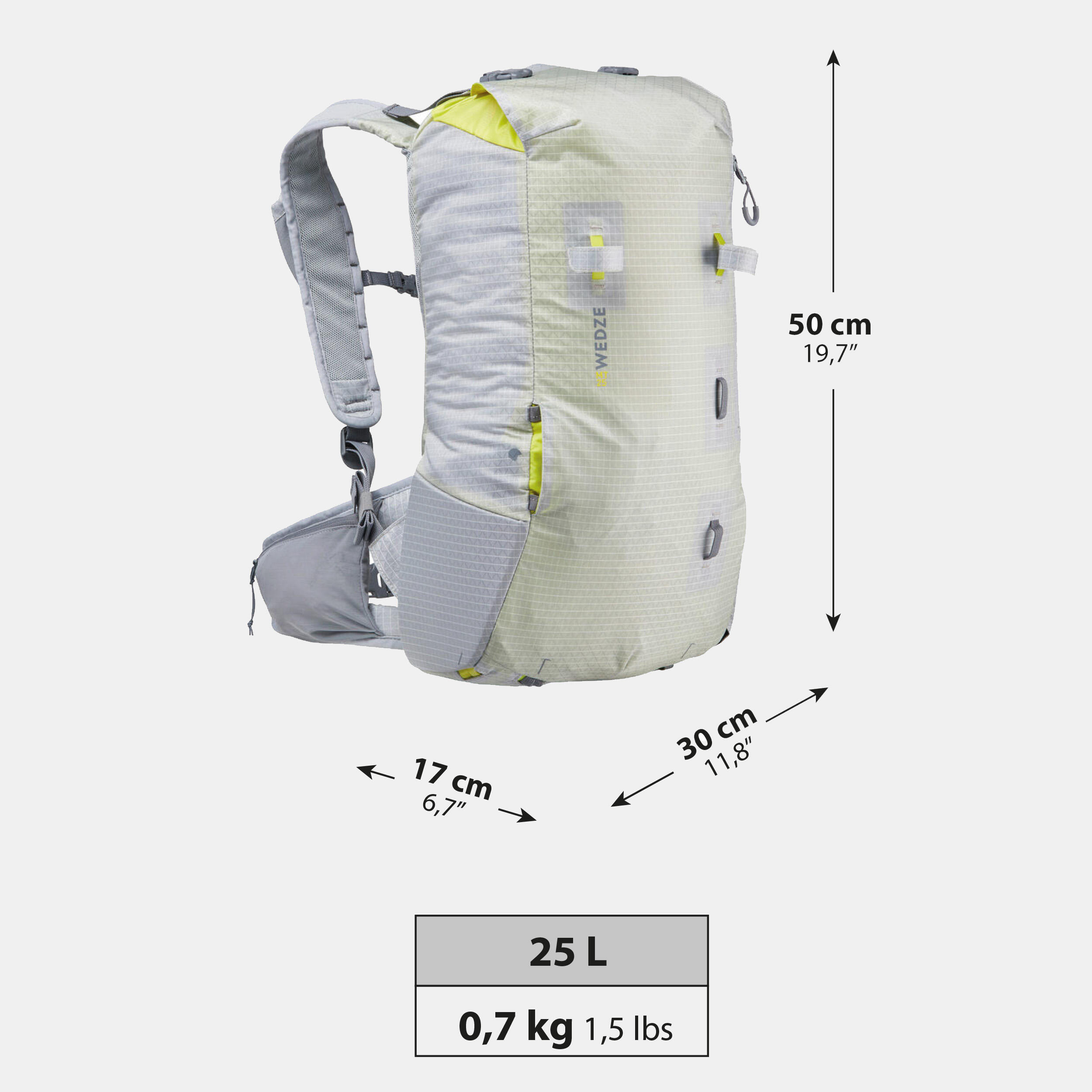 Sac à dos de ski de randonnée 25 L, MT 25 - WEDZE