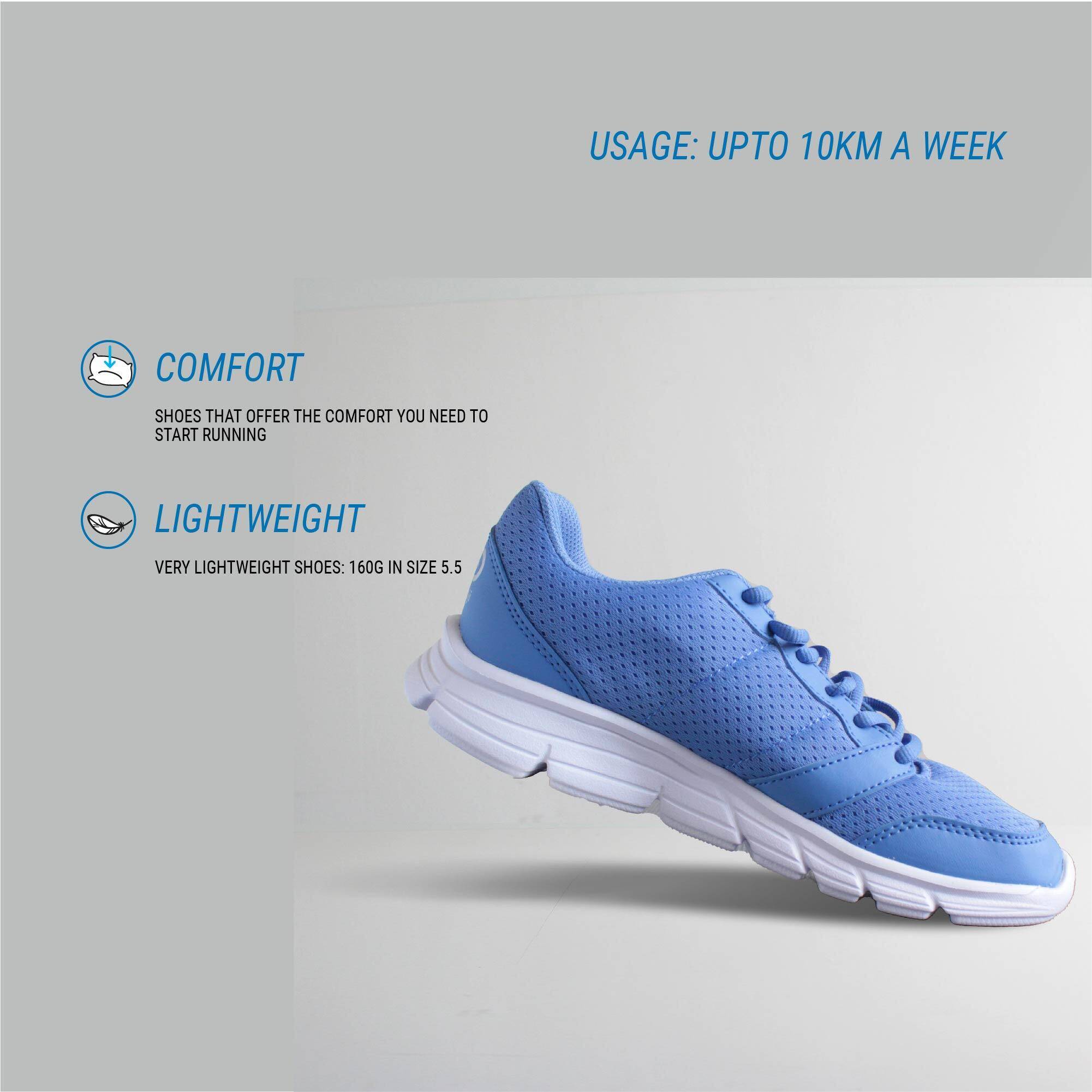 Run100 Women Running Shoes - Ultra Light 160g, Upto 10km/week - Light Blue -  2