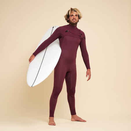 Men's Surfing Wetsuit 900 4/3 mm Neoprene - Bordeaux