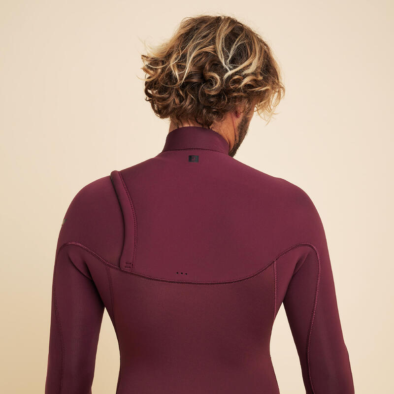 Wetsuit voor surfen heren 900 neopreen 4/3 mm bordeaux