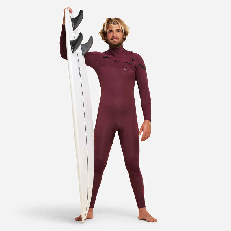 Men's surfing 4/3 mm neoprene wetsuit - 900 burgundy