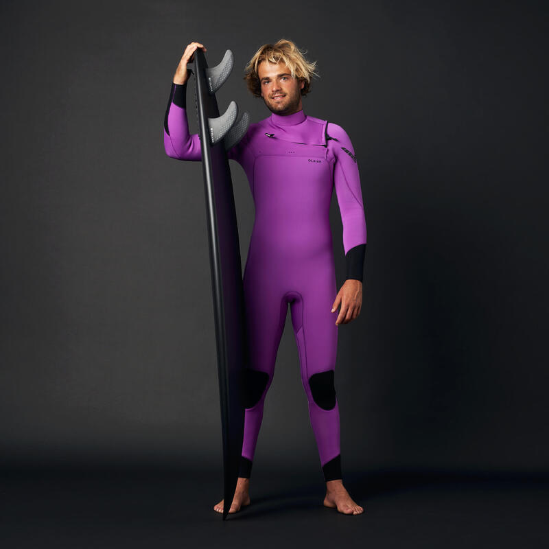 Combinaison SURF homme Néoprène 4/3mm 900 zip poitrine Fuchsia
