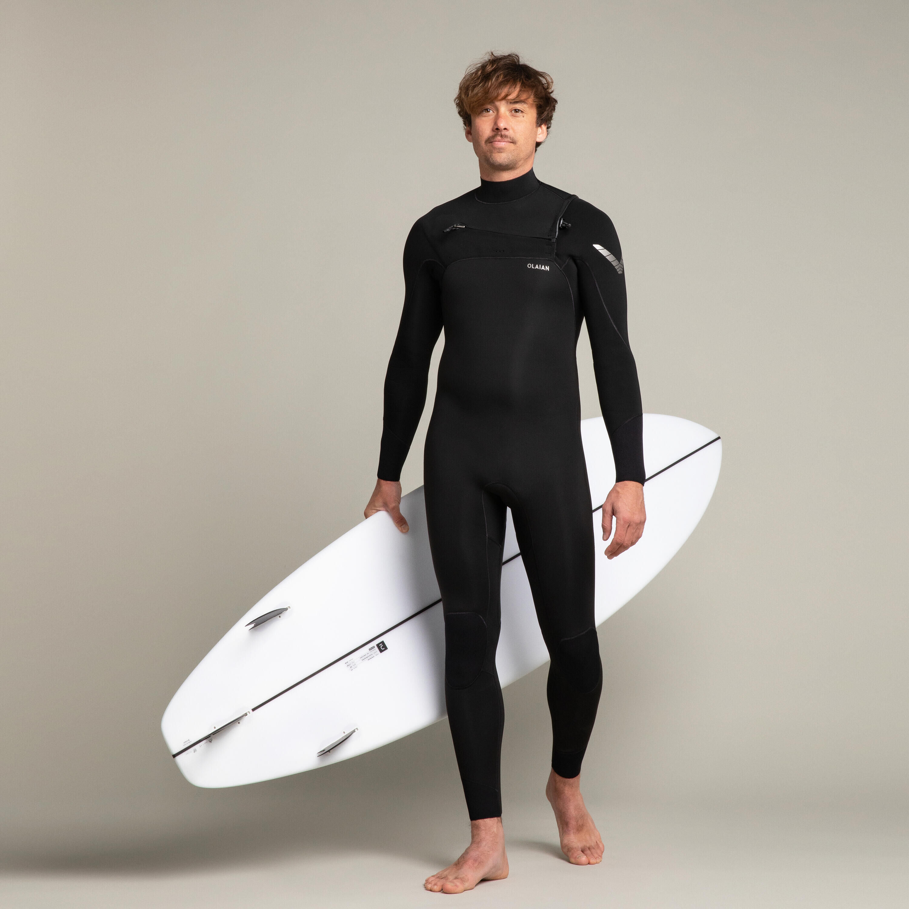 OLAIAN Men's surfing 4/3 mm neoprene wetsuit - 900 black