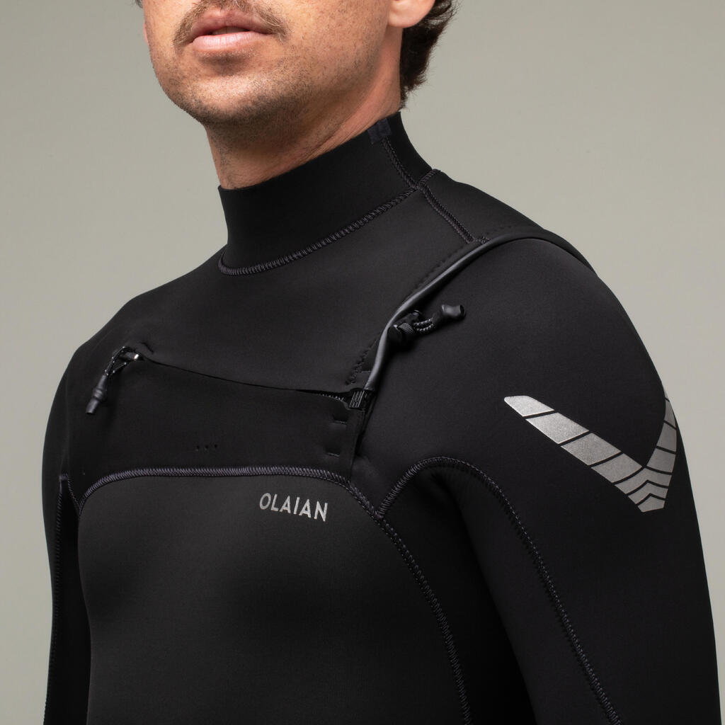 Men's surfing wetsuit 4/3 mm neoprene - 900 team rider black