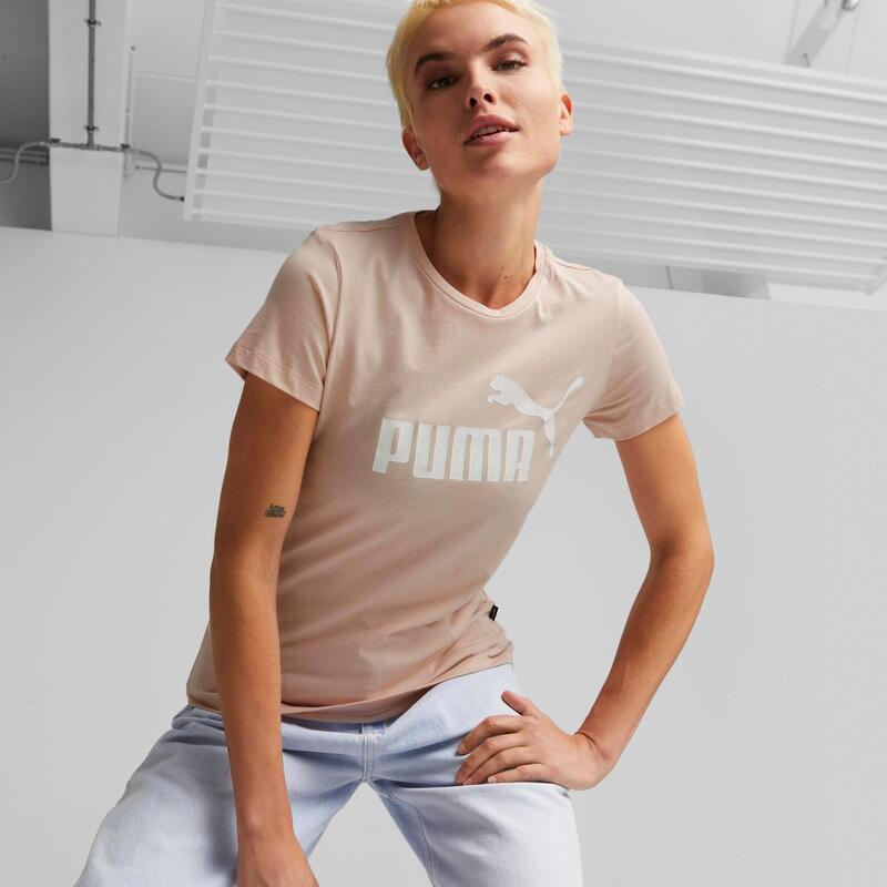 T-shirt donna fitness Puma ESSENTIAL cotone rosa chiara