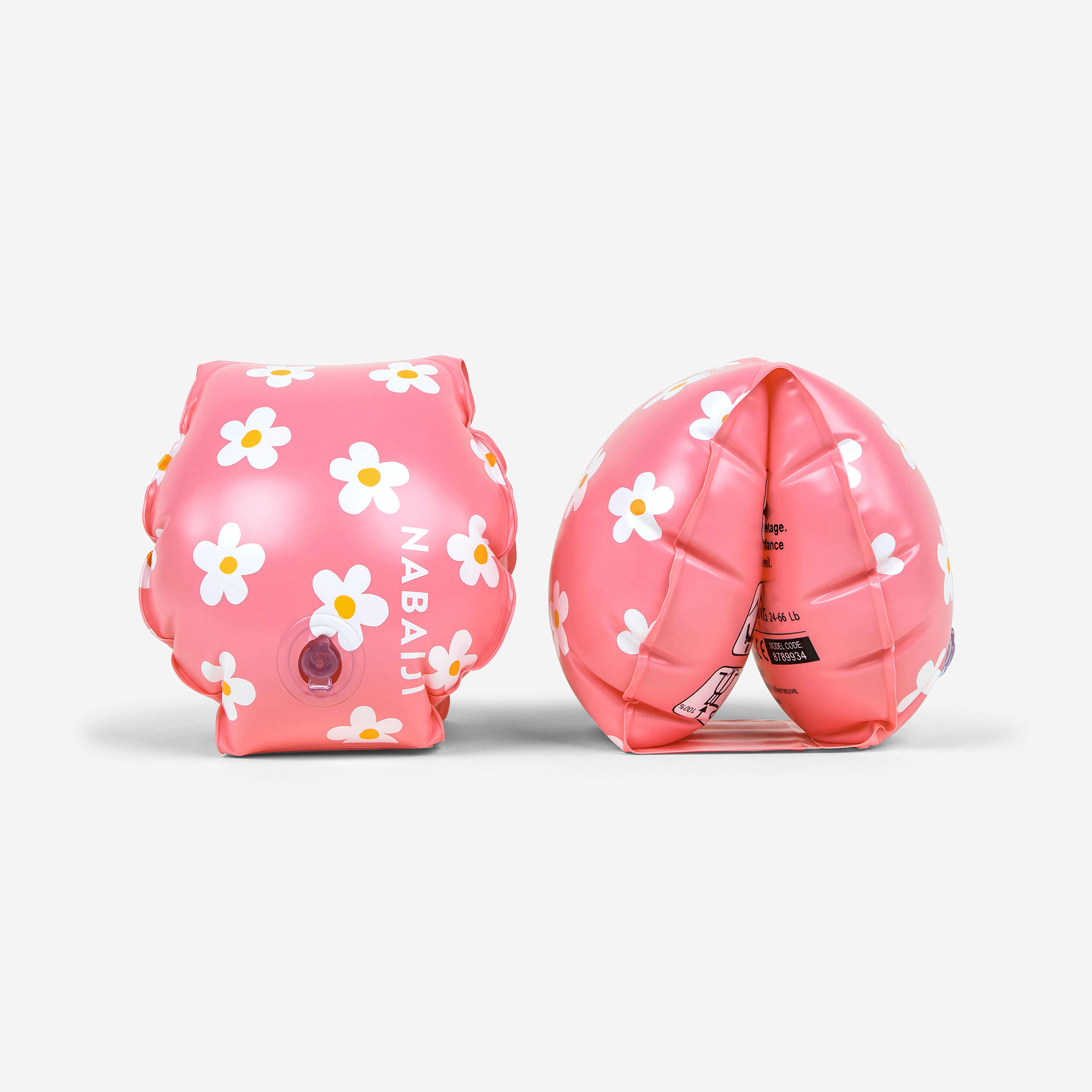 Pink "FLOWERS" printed children's pool armbands 11-30 kg