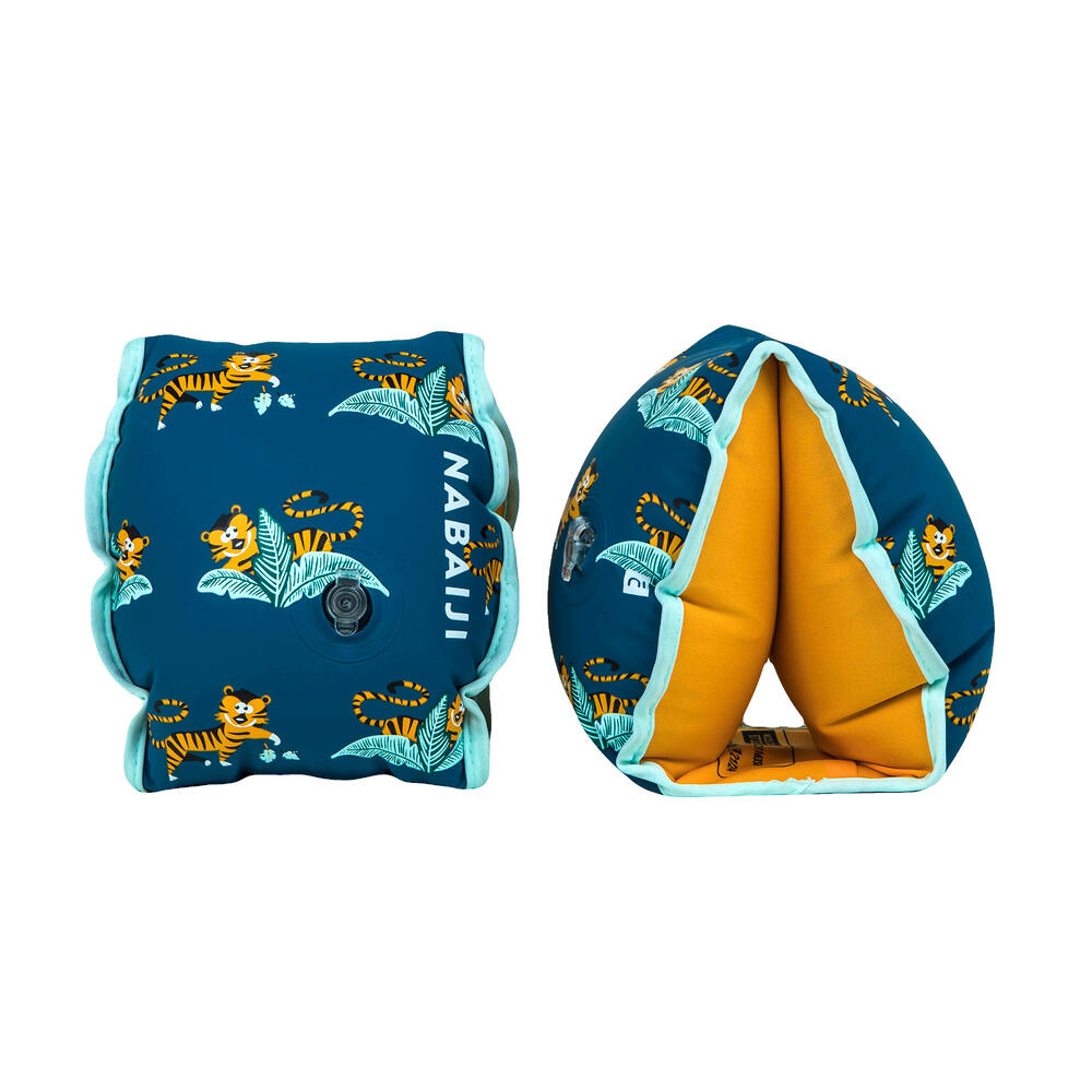 Schwimmflügel Kinder 15–30 kg innen Stoff Druckmotiv "Tiger" 