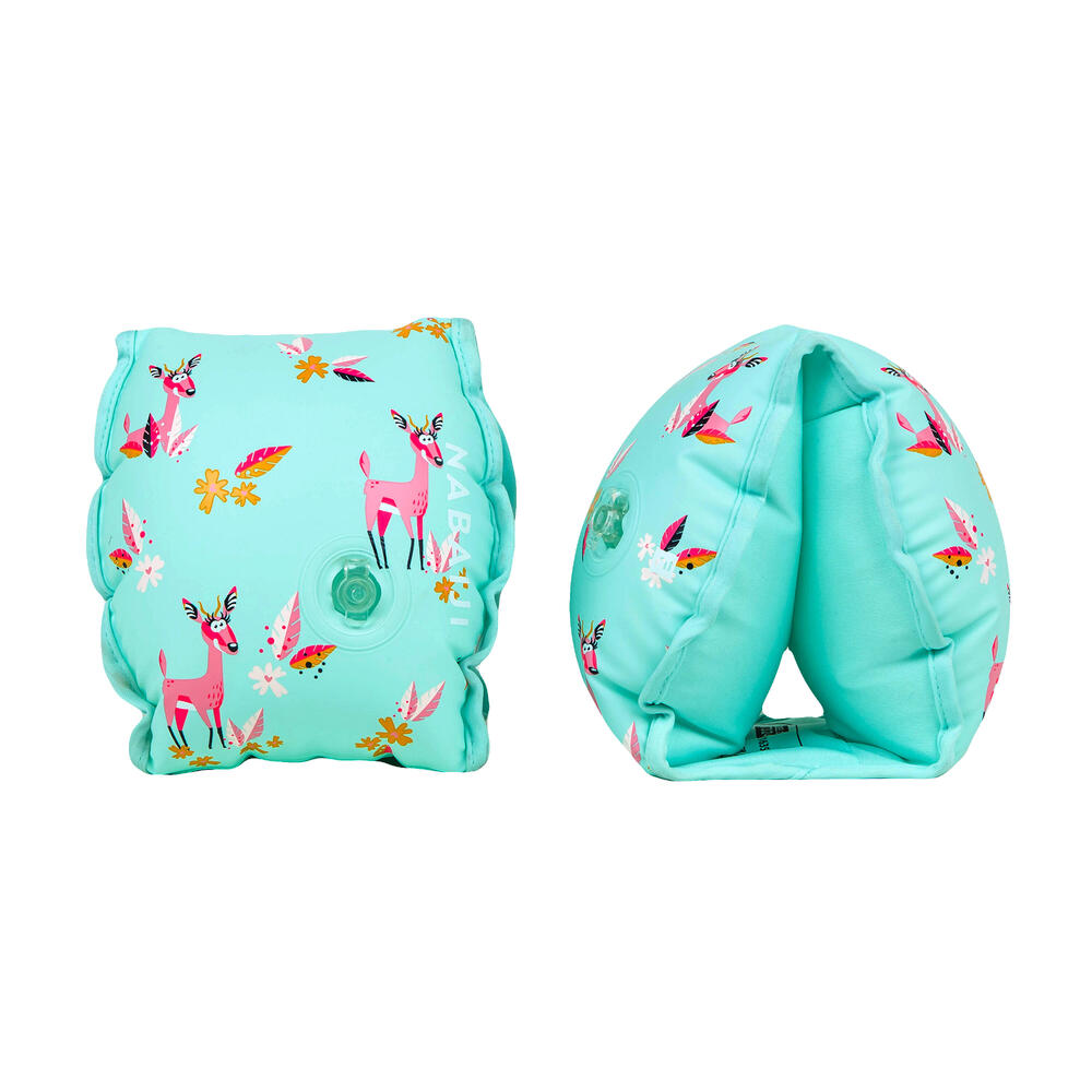 Brassards Piscine Vert Imprimé "Gazelle" Intérieur Tissu Enfant 15 -30