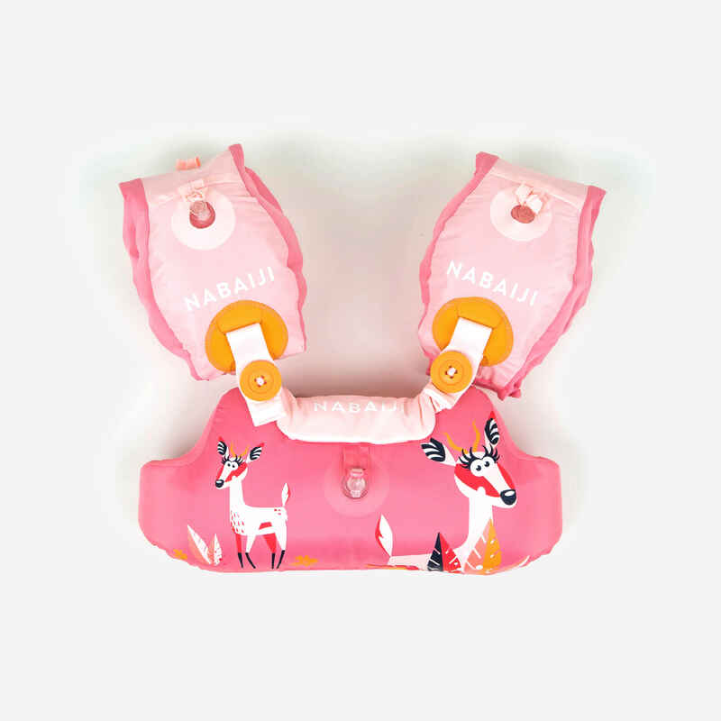 Kids’ Swimming Adjustable Pool Armbands-waistband 15 to 30 kg TISWIM “Gazelle” pink