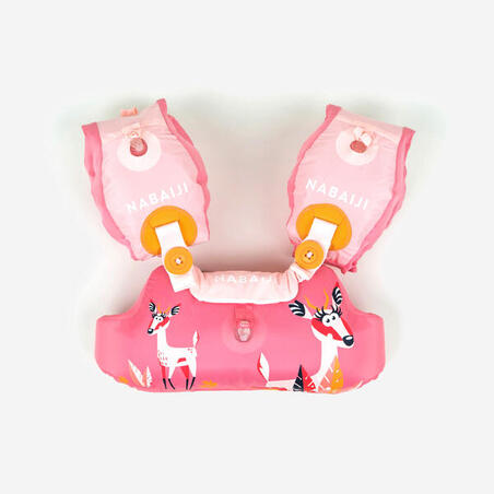 Пояс с нарукавниками для бассейна адаптивный для детей 15-30 кг розовый с принтом "Газель" TISWIM