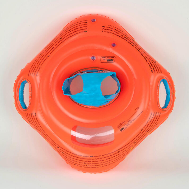 Baby seat swimring with window and handles, for kids from 11 to 15kg orange