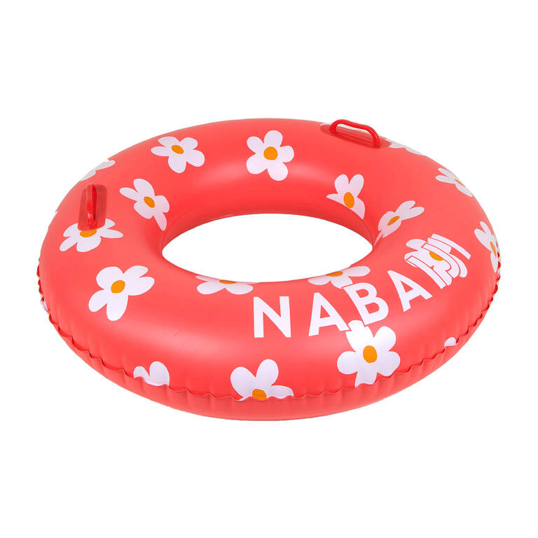 Large 92 cm inflatable printed pool ring with comfort grips