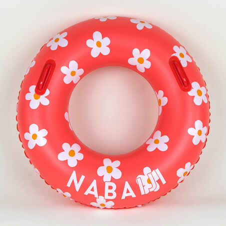 Large 92 cm inflatable printed pool ring with comfort grips