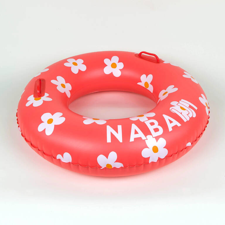 Large 92 cm inflatable printed pool ring with comfort grips