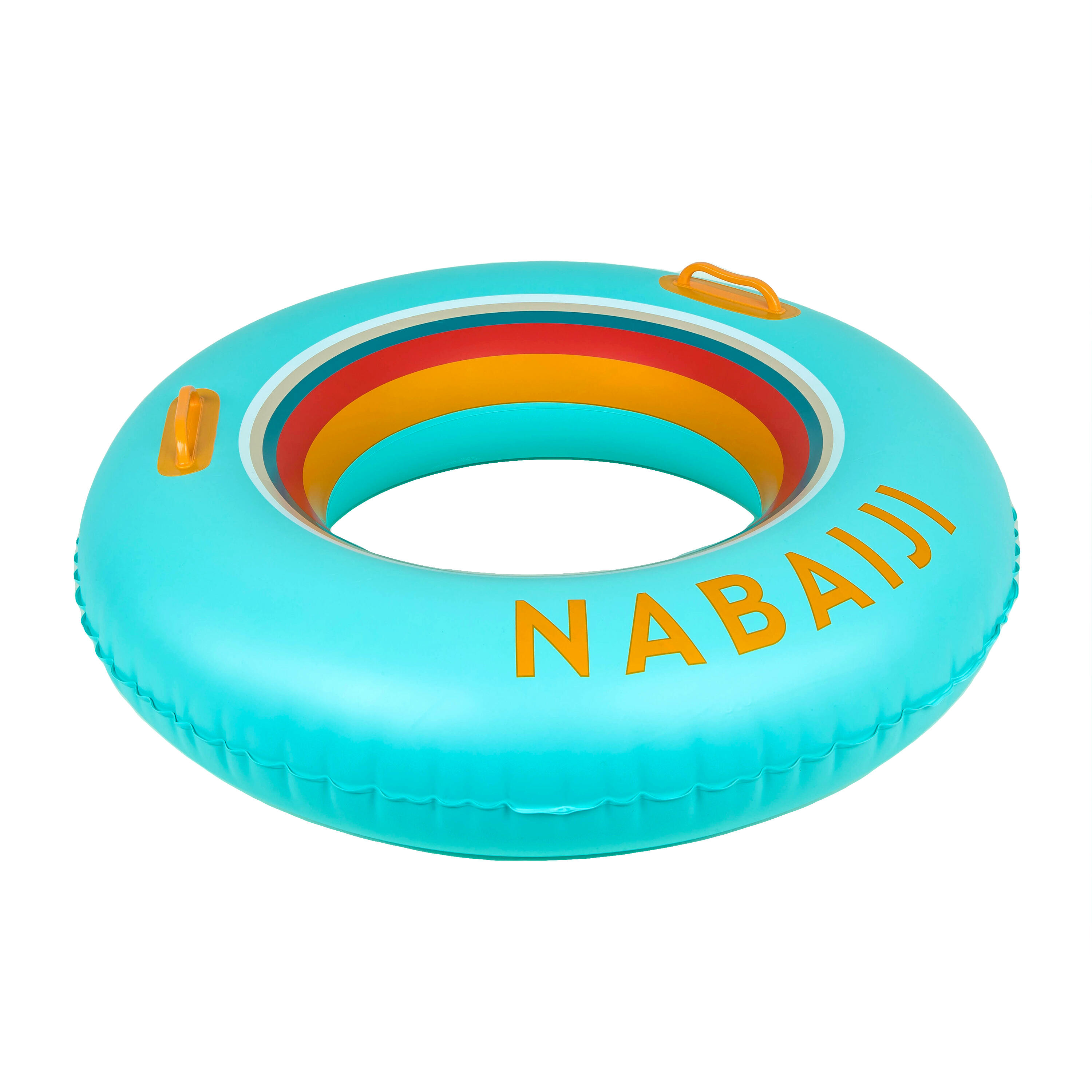 Large 92 cm inflatable printed pool ring with comfort grips - NABAIJI