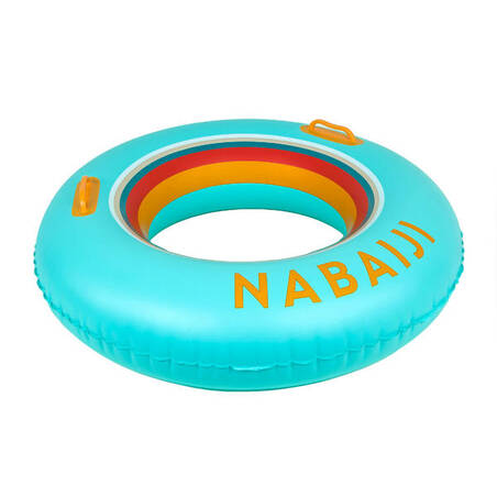 Large 92 cm inflatable printed pool ring with comfort grips