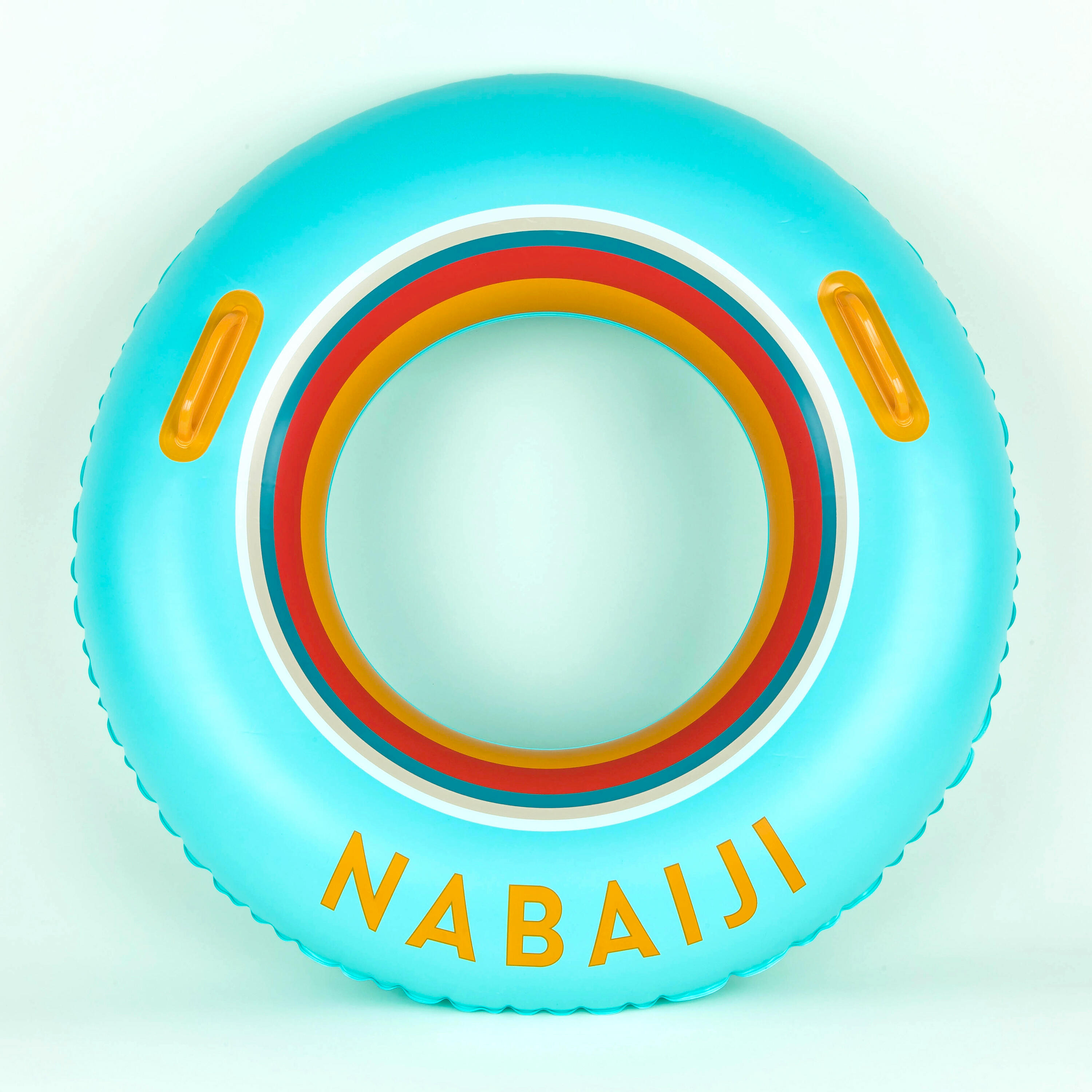 Large 92 cm inflatable printed pool ring with comfort grips - NABAIJI