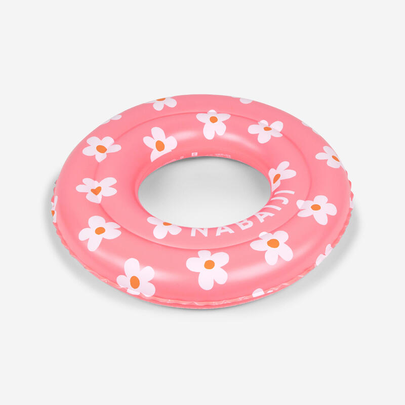 Bouée Piscine Gonflable Rose 51 cm imprimé FLEURS Pour Enfant 3-6 ans