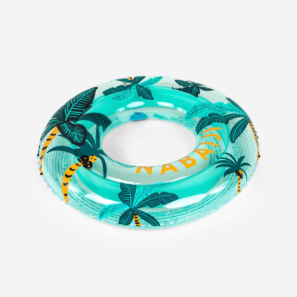 Prozoren napihljivi plavalni obroč s potiskom palm za otroke (65 cm) 