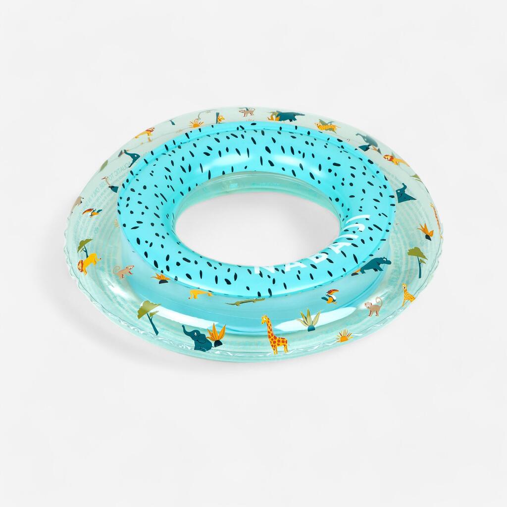Bouée piscine gonflable 51 cm vert imprimé POIL RAINBOW