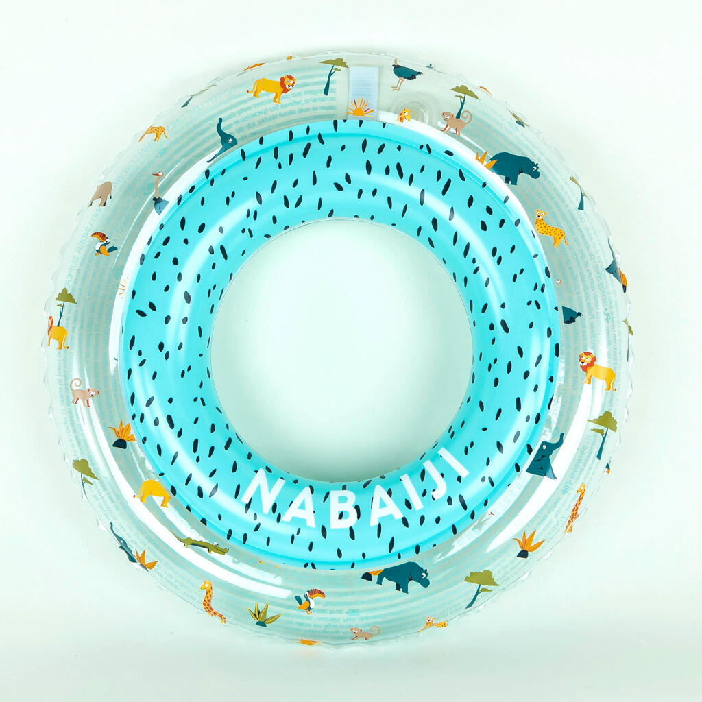 Bouée piscine gonflable 51 cm vert imprimé POIL RAINBOW