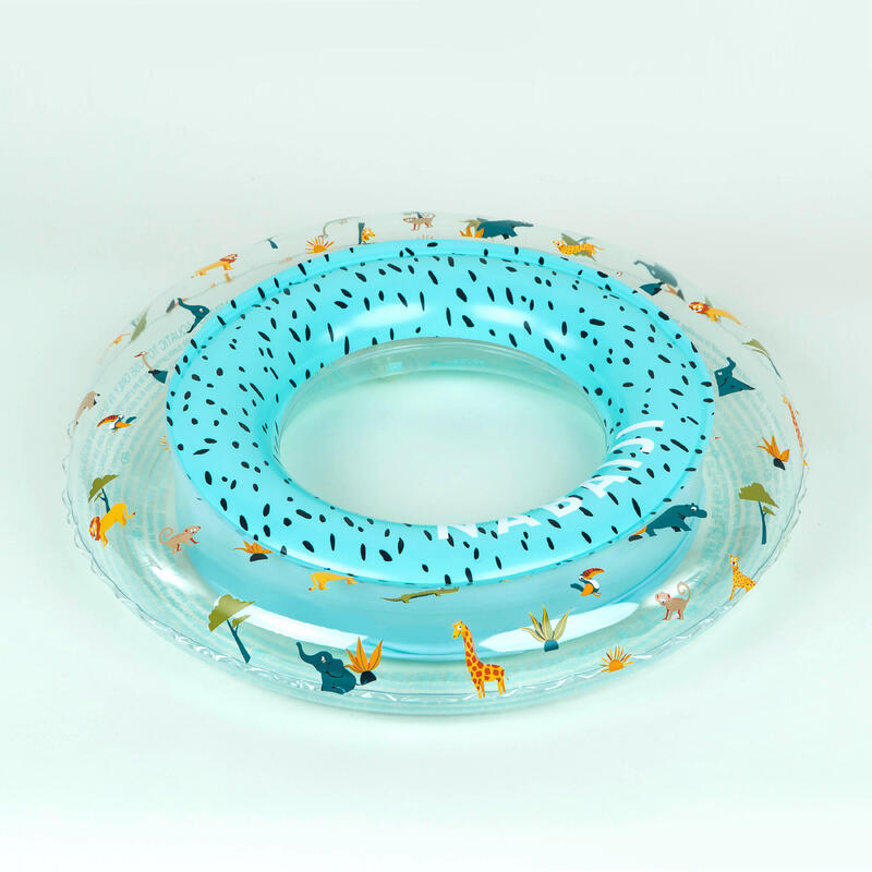 Çocuk Yüzme Simidi - 51 cm - Şeffaf/Tropikal Desenli