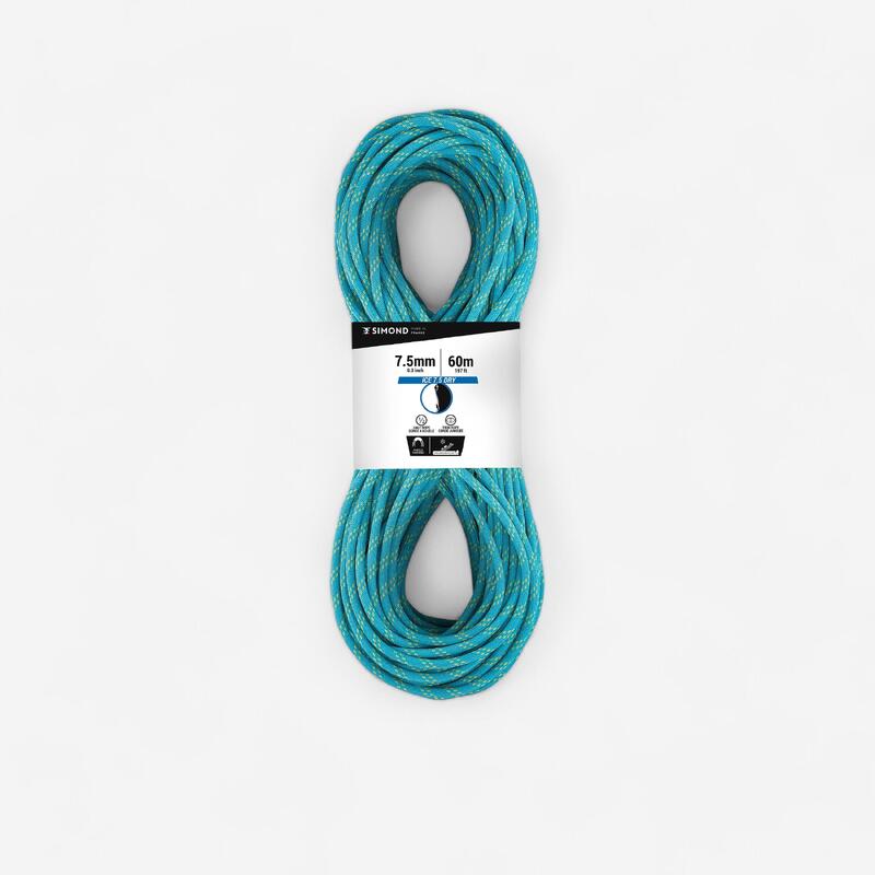 Dubbeltouw voor klimmen en bergsport RAPPEL ICE 7,5 mm x 60 m blauw