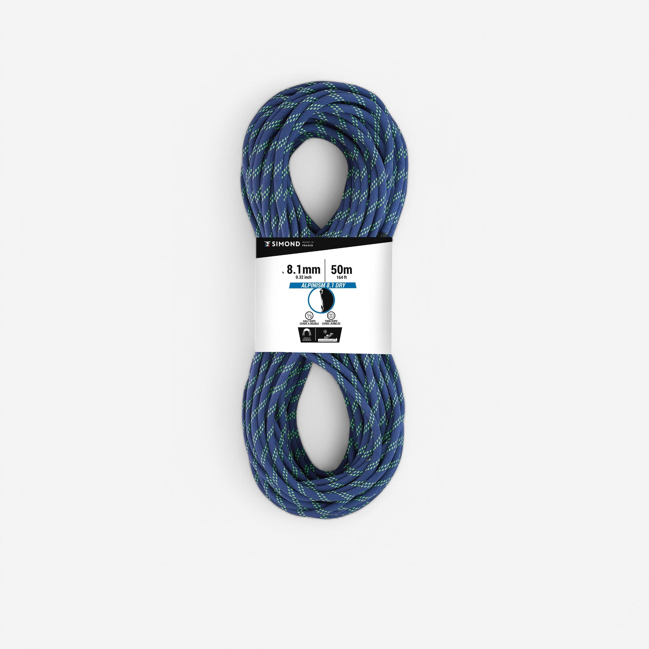 Simond - Corde À Double D'escalade Et D'alpinisme - Rappel Alpinism 8.1 Mm X 50m Bleu - Corde D'alpinisme - Escalade Alpi Canyoning Parapente - -