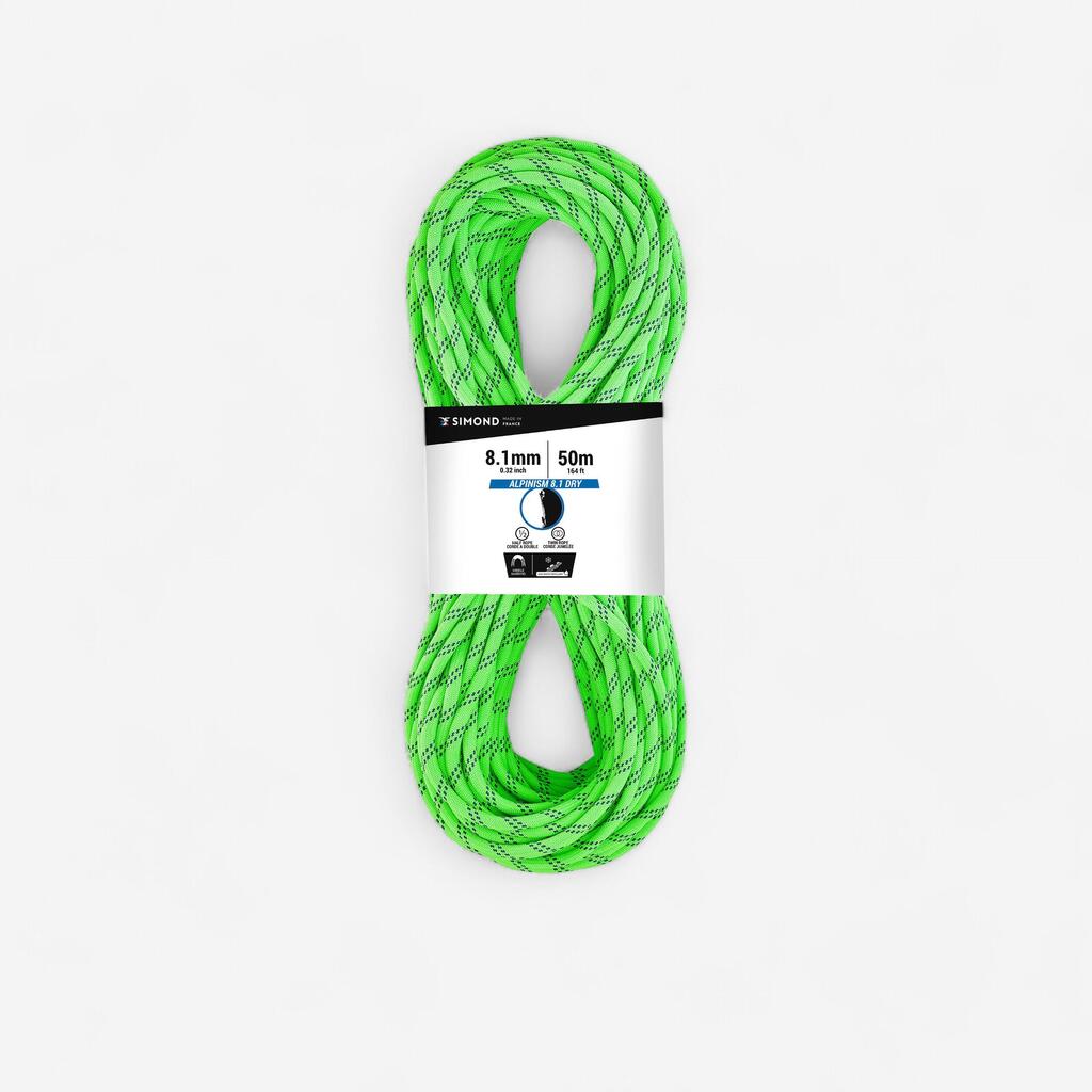 Zelena polovična vrv za spuščanje ABSEIL (8,1 mm x 50 m)