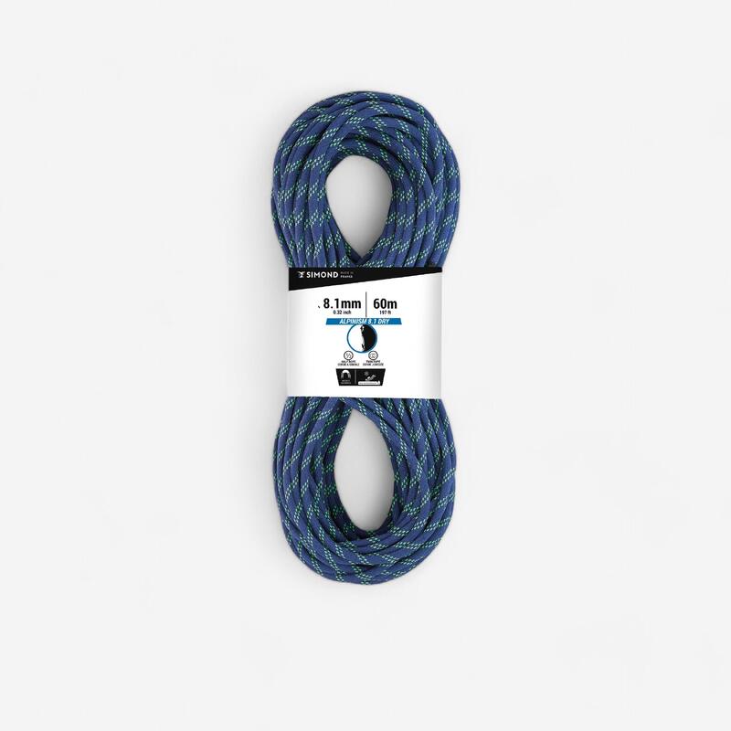 CUERDA EN DOBLE DE ESCALADA Y ALPINISMO - RAPPEL ALPINISM 8.1 MM X 60M AZUL