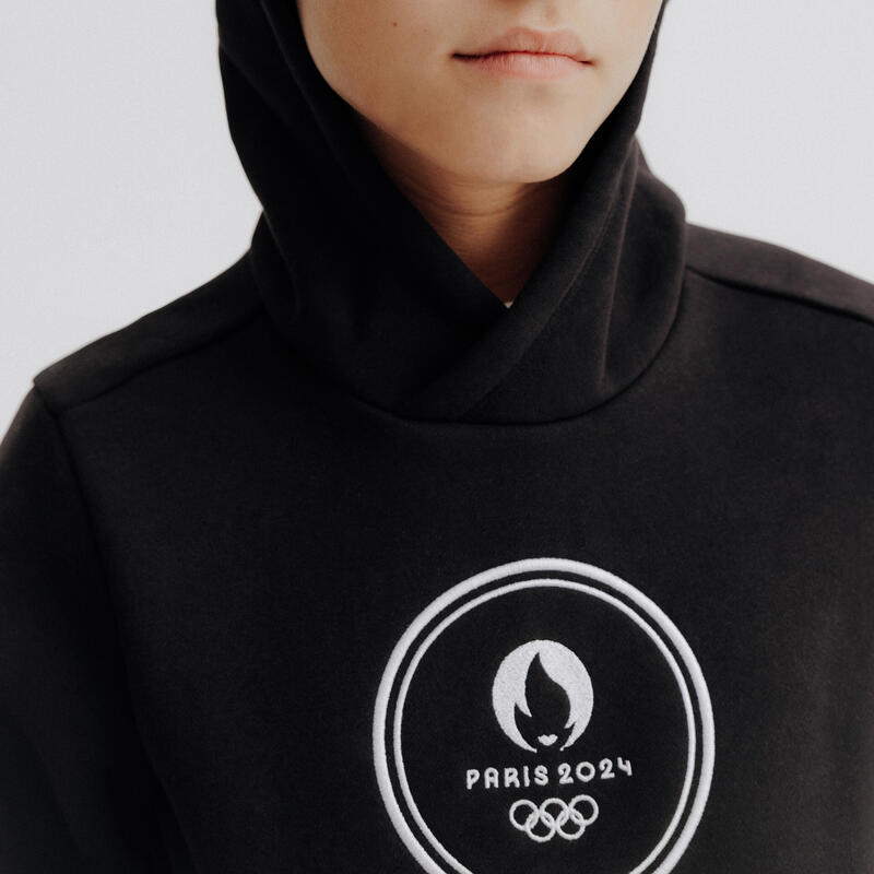 Sweat capuche Paris 2024 Enfant Noir