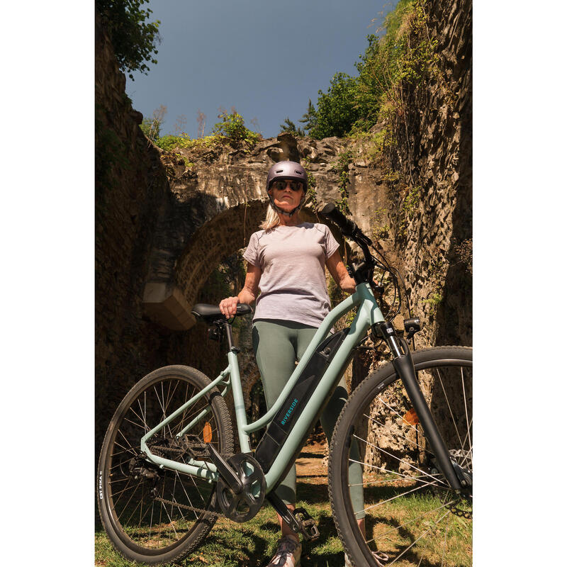 Bicicletă polivalentă electrică Riverside 100E cadru jos albastru
