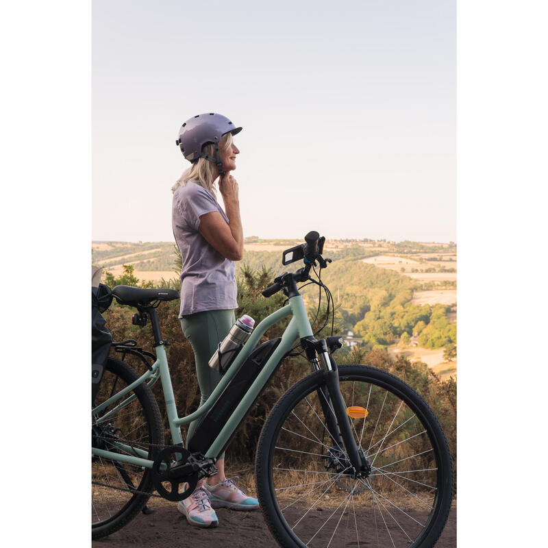 Bicicleta eléctrica trekking cuadro bajo Riverside 100 E verde