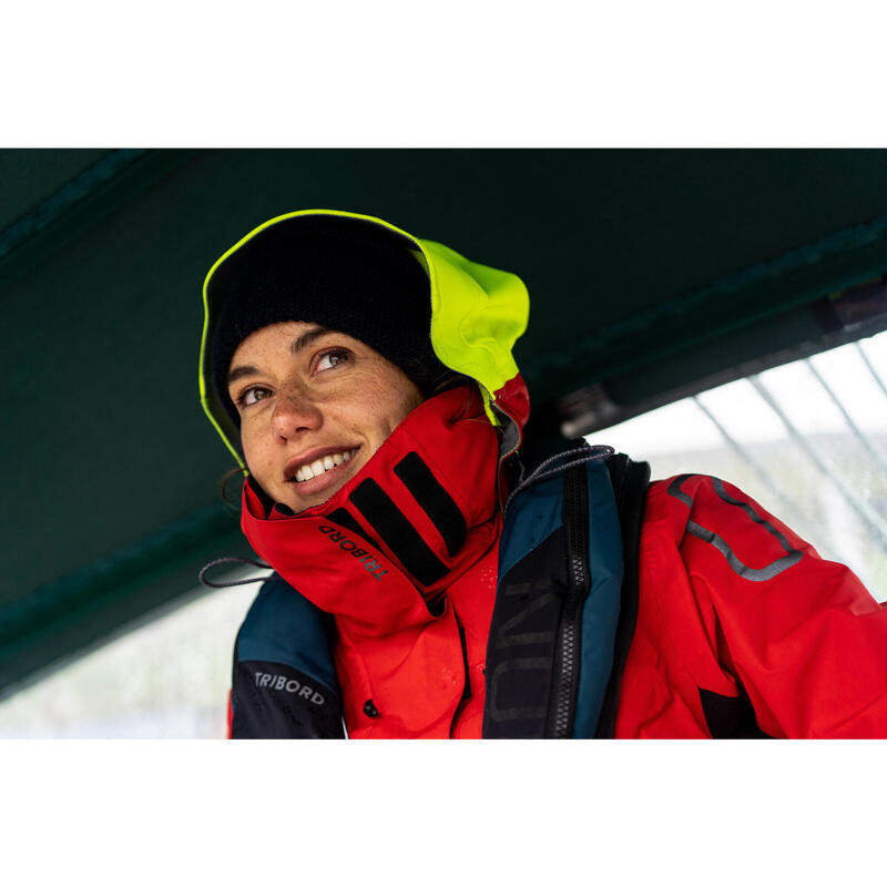 Chaqueta impermeable vela Mujer Offshore 900 rojo/amarillo fluorescente