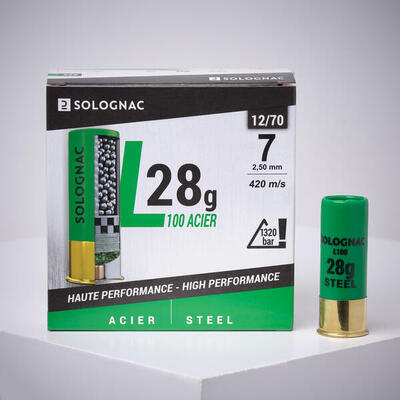 Cartucho caza solognac L100 Calibre 12/70 28 g Alta Velocidad Acero n.° 7 x25