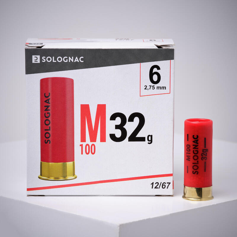 Cartucho Caza Solognac M100 32 g Calibre 12/67 Perdigón N.° 6 x25