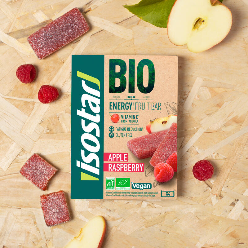 Pâte de fruits à la pomme et à la framboise Isostar - Bio et sans gluten 4x 25g