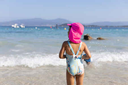 Baby Girls' 1-Piece Swimsuit - Aquamarine Print - Decathlon