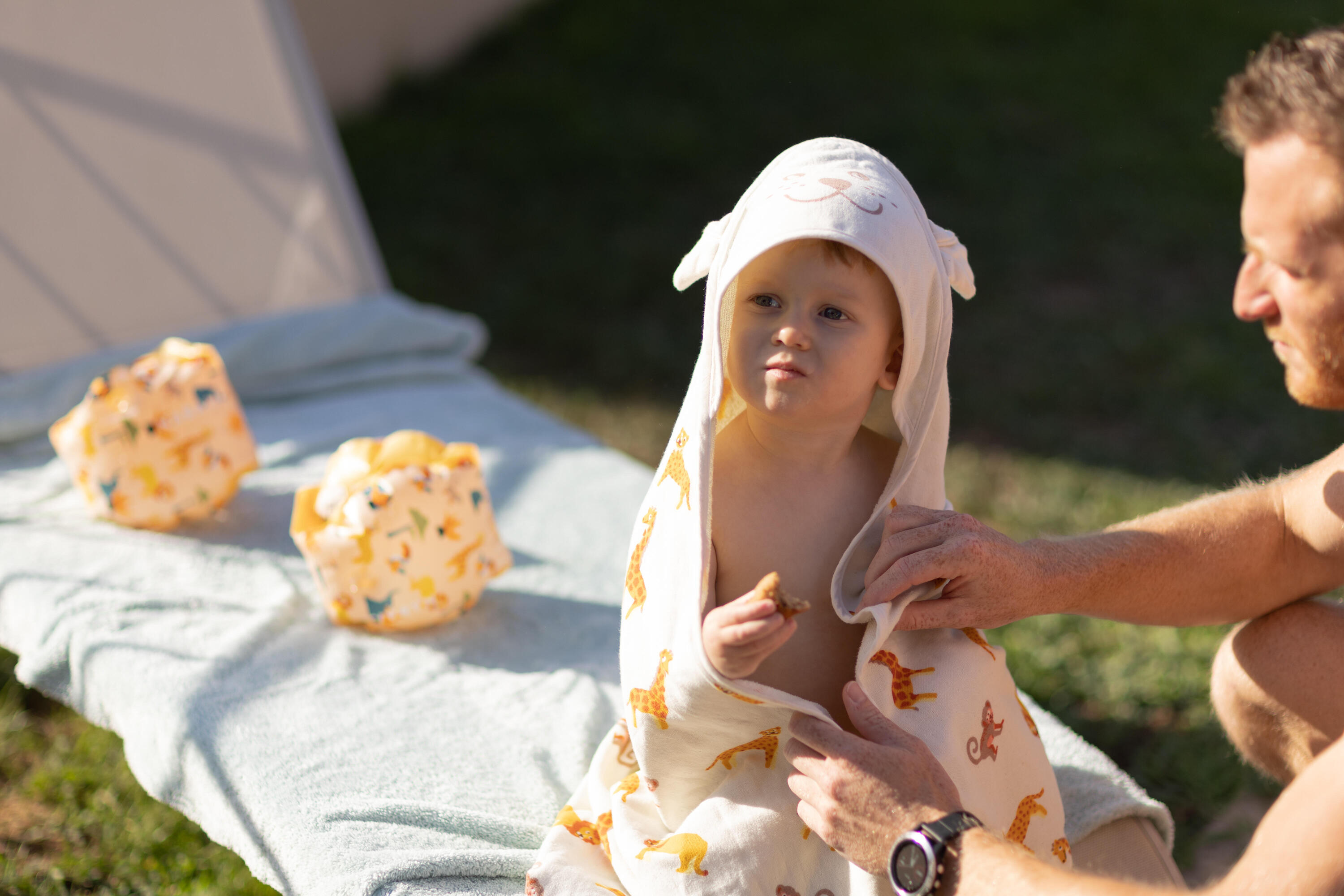 Linge de bain en coton pour bébé imprimé SAVANE avec capuche 6/6