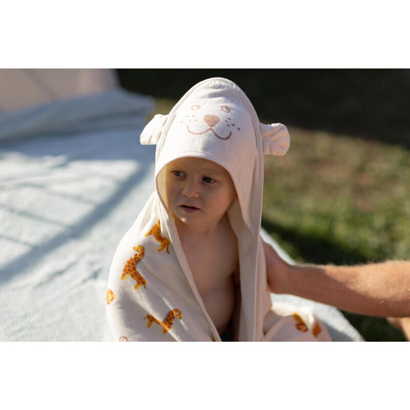 Handdoek met capuchon voor peuters zwemmen met savanneprint