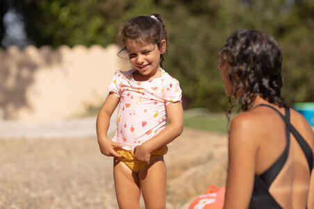 Bañador bebé Niña camiseta rosa estampado frutas