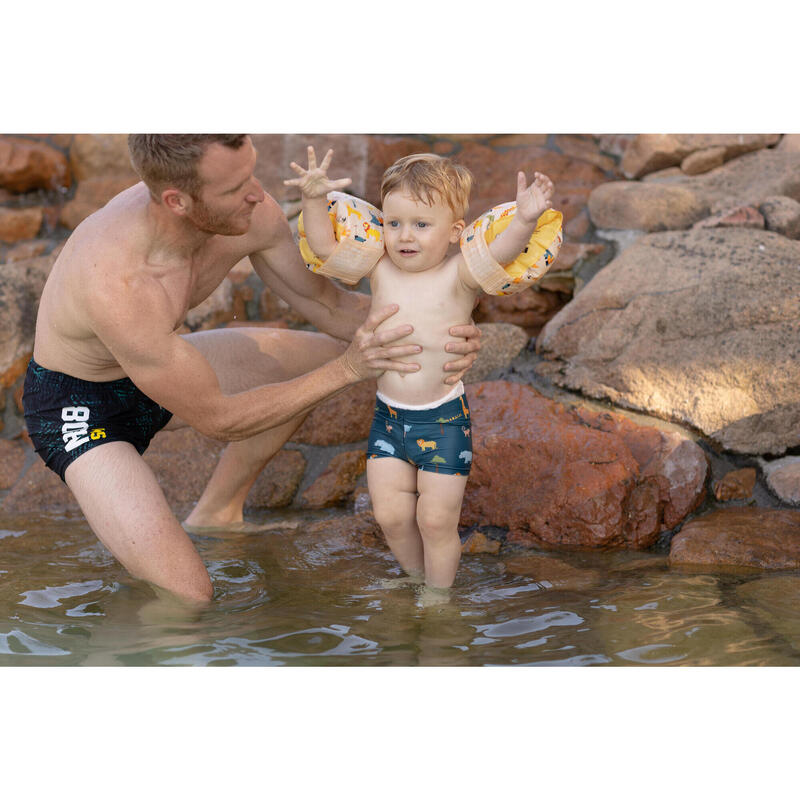 Badehose Boxer Baby/Kinder - Druckmotiv Savanne dunkelblau 