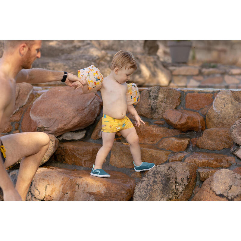 Çocuk/Bebek Boxer Mayo - Sarı - Tropikal Desenli