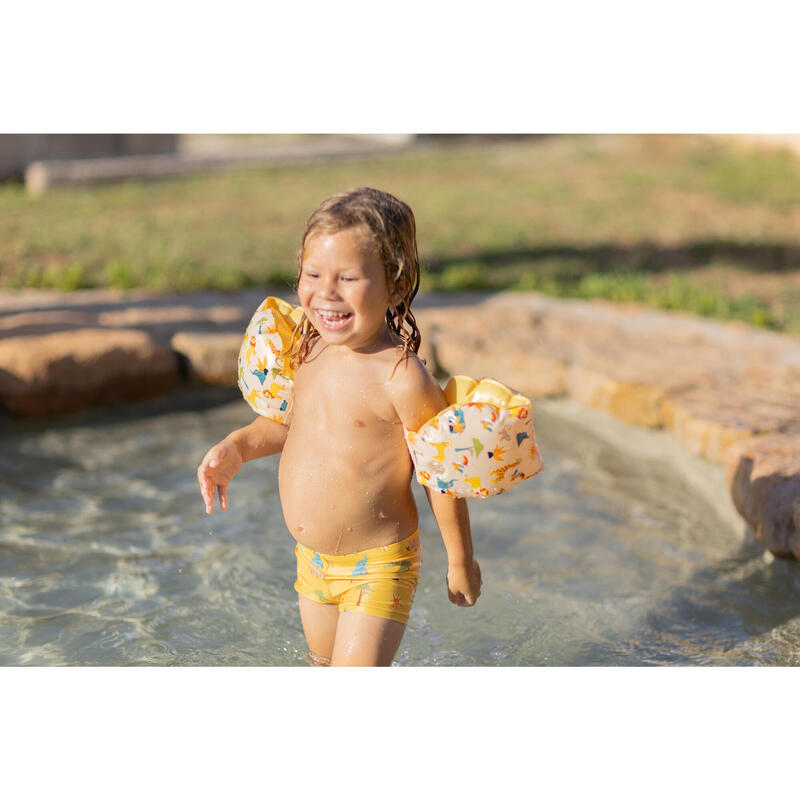 Zwembandjes voor kinderen van 11-30 kg beige met print savanne
