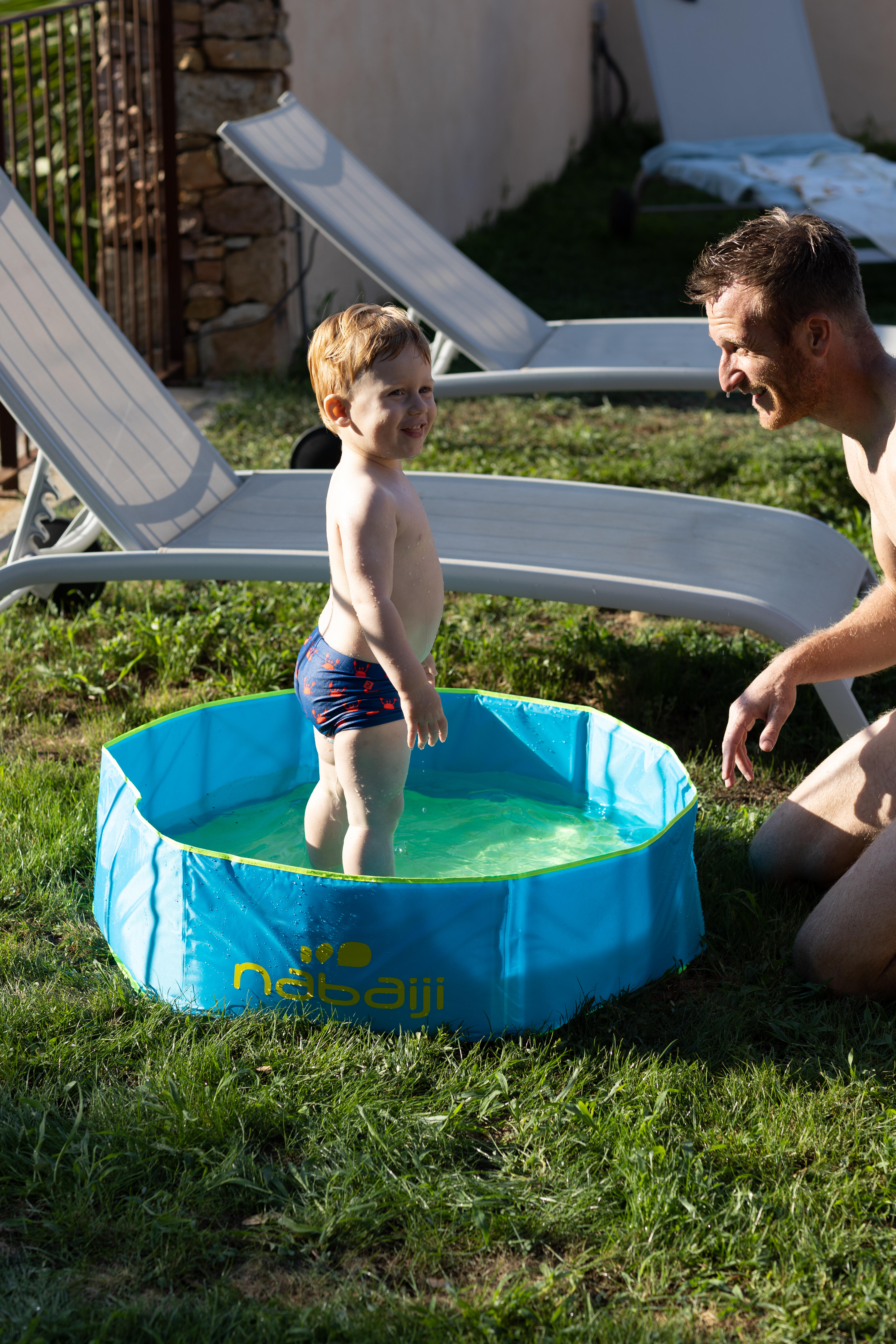 Boxer de bain bébé/enfant - bleu imprimé crabes - NABAIJI