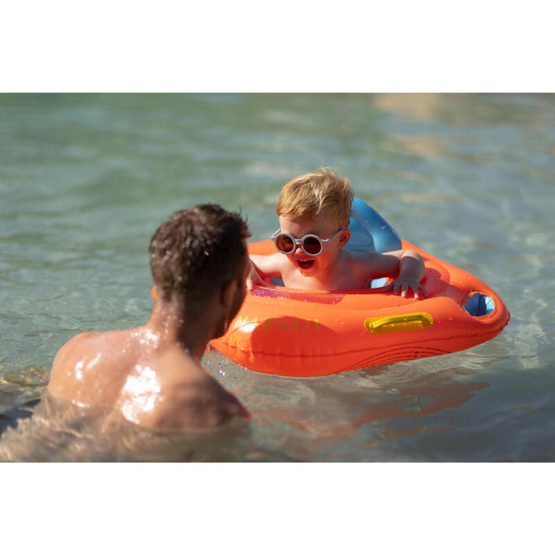 Baby seat swimring with window and handles, for kids from 11 to 15kg orange