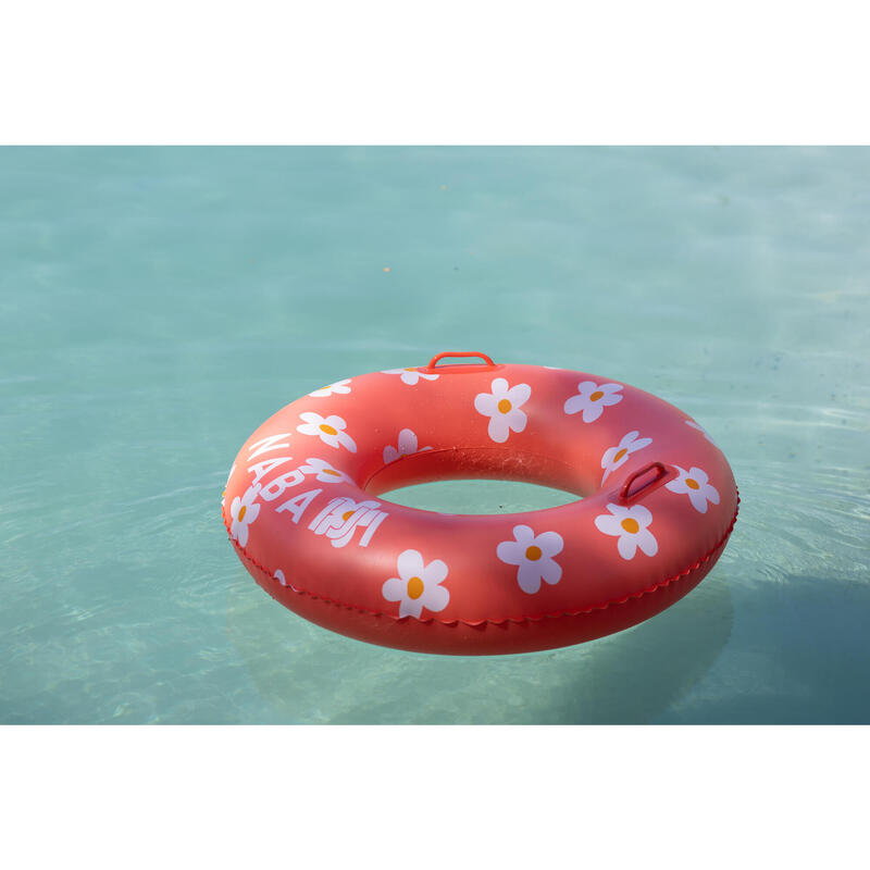 Large 92 cm inflatable printed pool ring with comfort grips